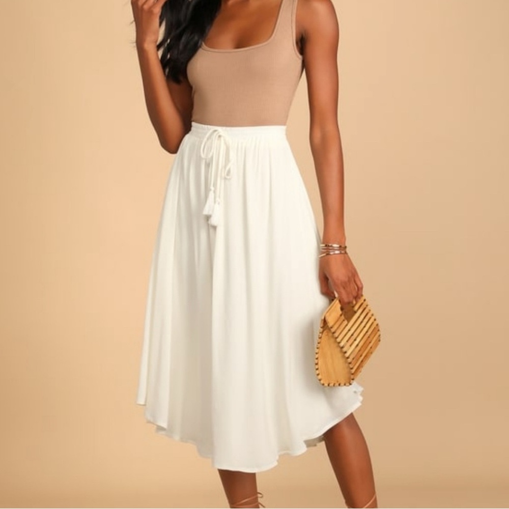 Lulus Regatta Ivory Tassel Midi Skirt